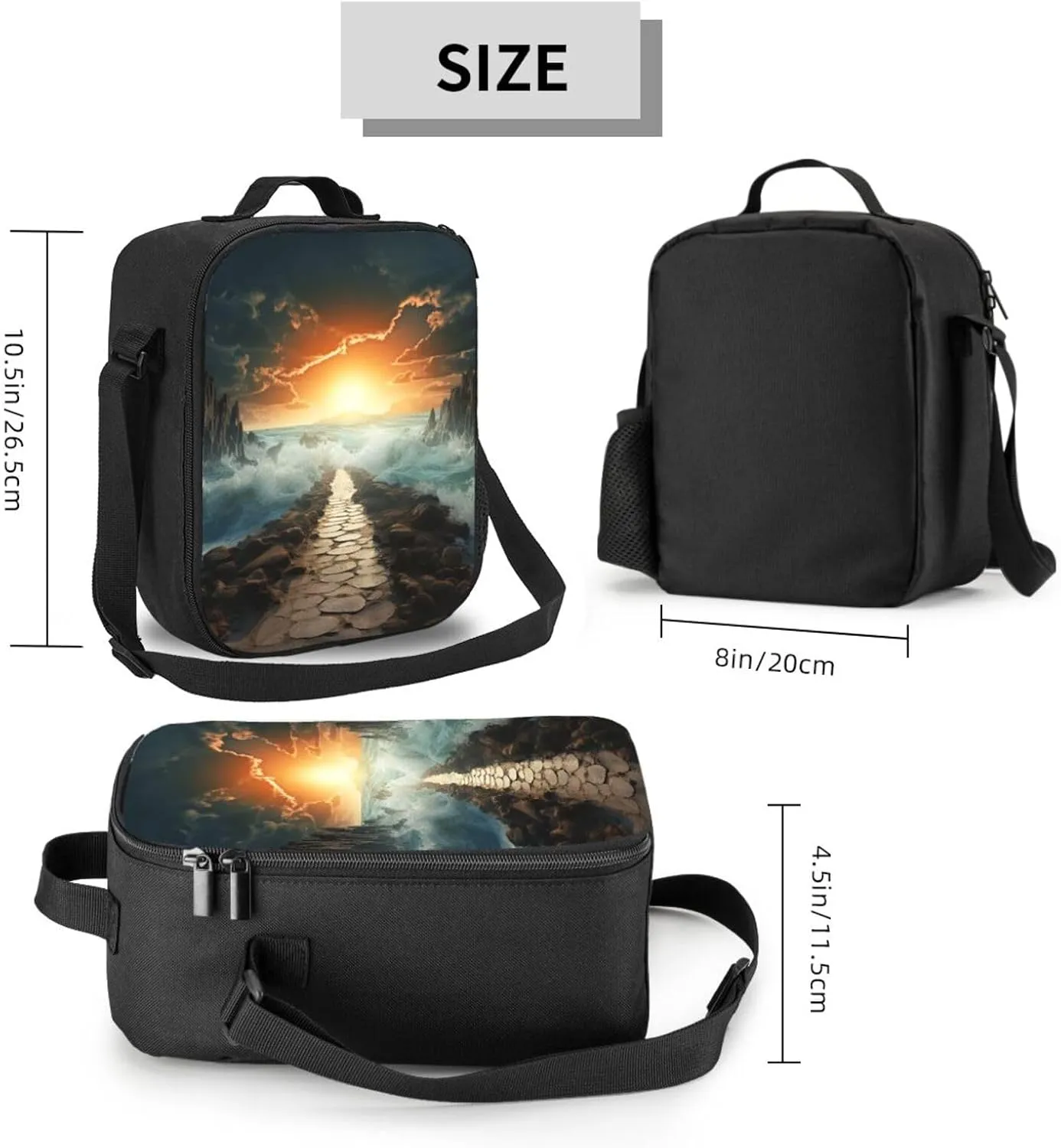 Insulated Lunch Bag Lunch Box for Women Men Divided Sea Pathway Lunch bag Lunch Tote Bags for Work Office