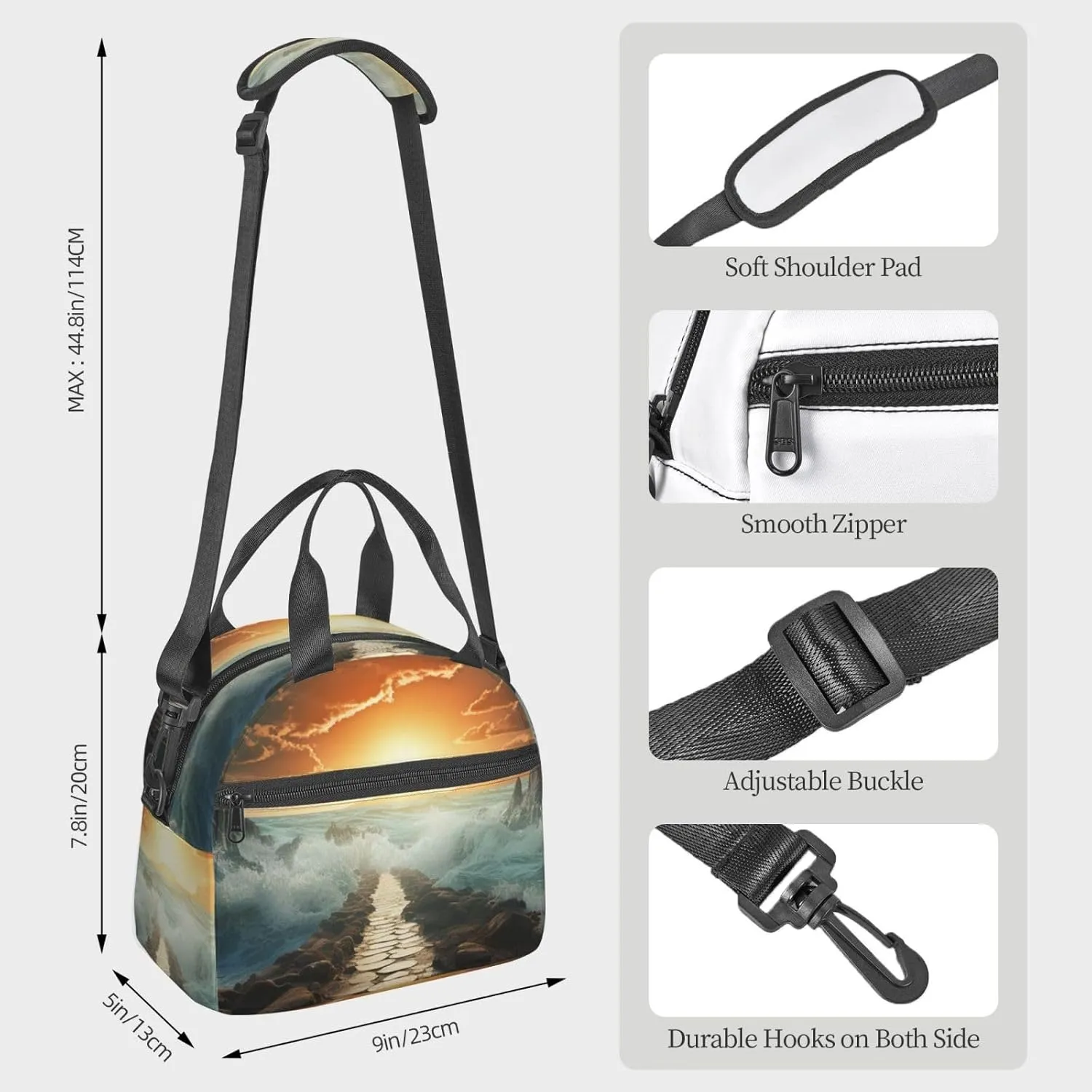Insulated Lunch Bag Lunch Box for Women Men Divided Sea Pathway Lunch bag Lunch Tote Bags for Work Office
