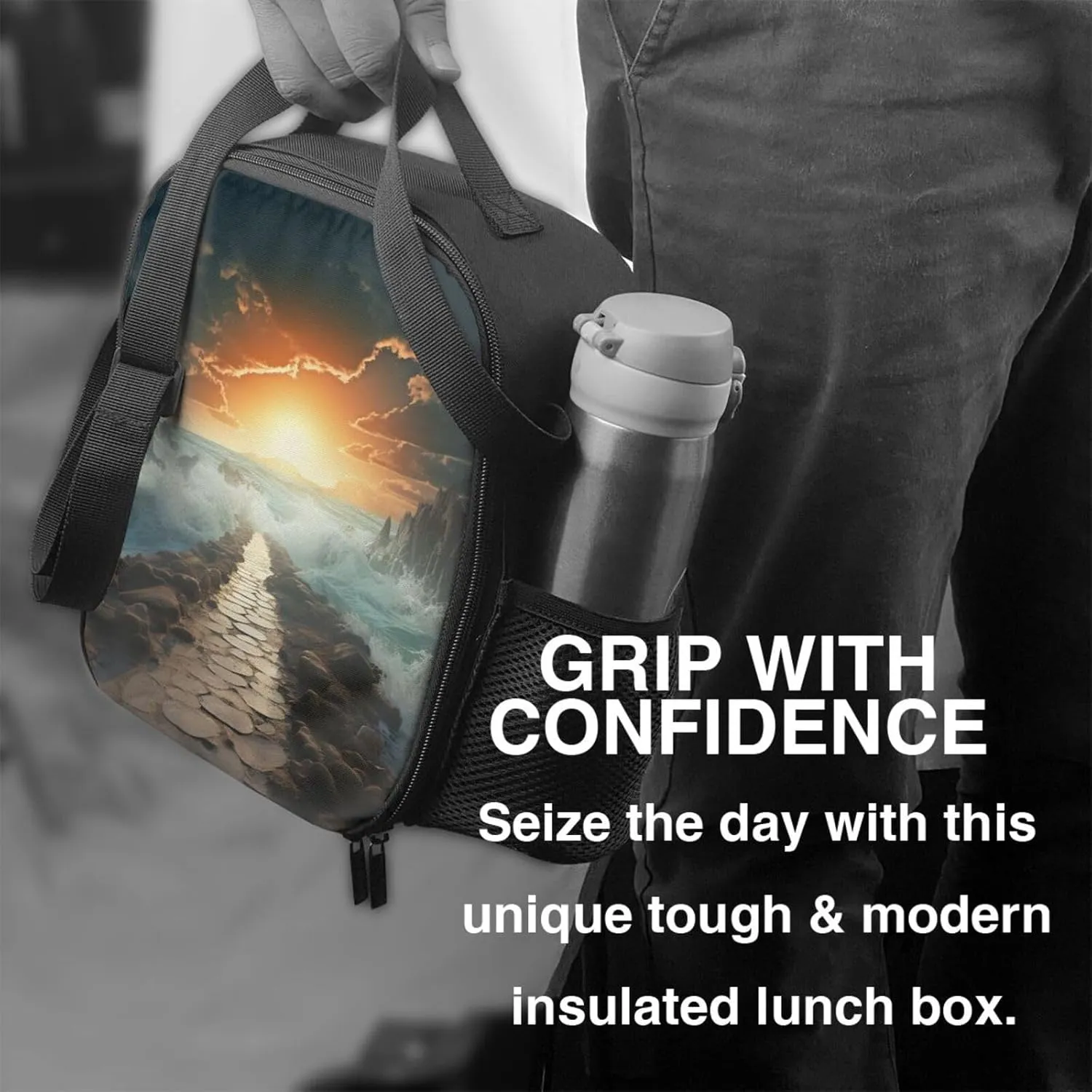 Insulated Lunch Bag Lunch Box for Women Men Divided Sea Pathway Lunch bag Lunch Tote Bags for Work Office