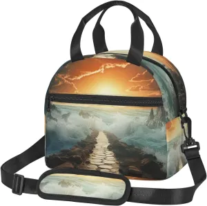 Insulated Lunch Bag Lunch Box for Women Men Divided Sea Pathway Lunch bag Lunch Tote Bags for Work Office