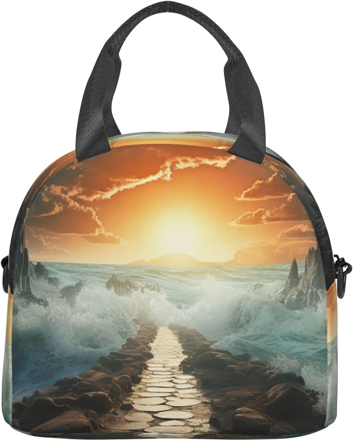 Insulated Lunch Bag Lunch Box for Women Men Divided Sea Pathway Lunch bag Lunch Tote Bags for Work Office