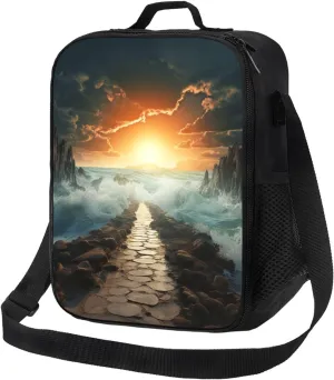 Insulated Lunch Bag Lunch Box for Women Men Divided Sea Pathway Lunch bag Lunch Tote Bags for Work Office