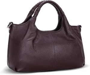 Iswee Genuine Leather Shoulder Bags Purses and Handbags for Women Satchel Designer Cross Body Hobo Medium Size Tote