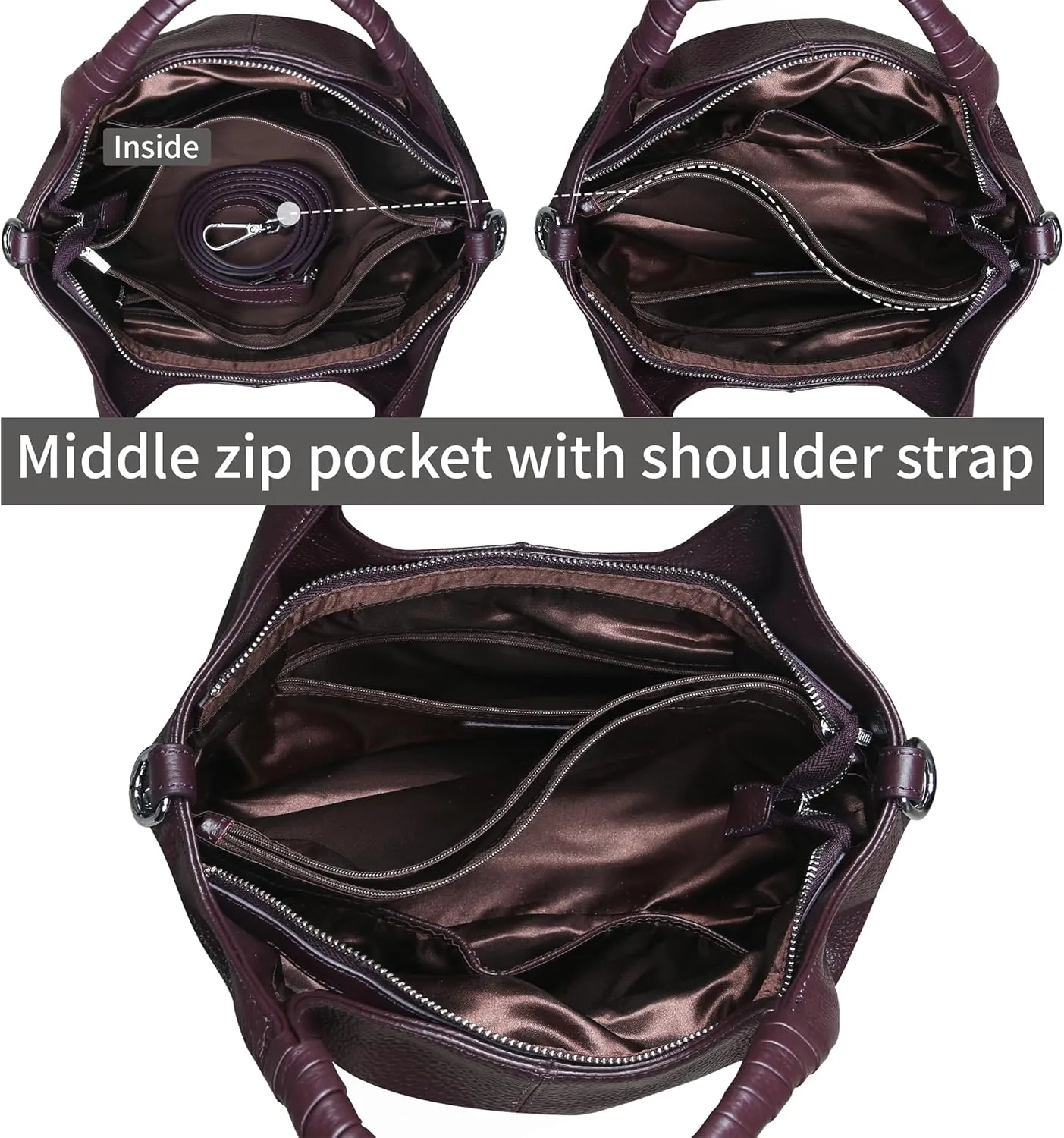 Iswee Genuine Leather Shoulder Bags Purses and Handbags for Women Satchel Designer Cross Body Hobo Medium Size Tote