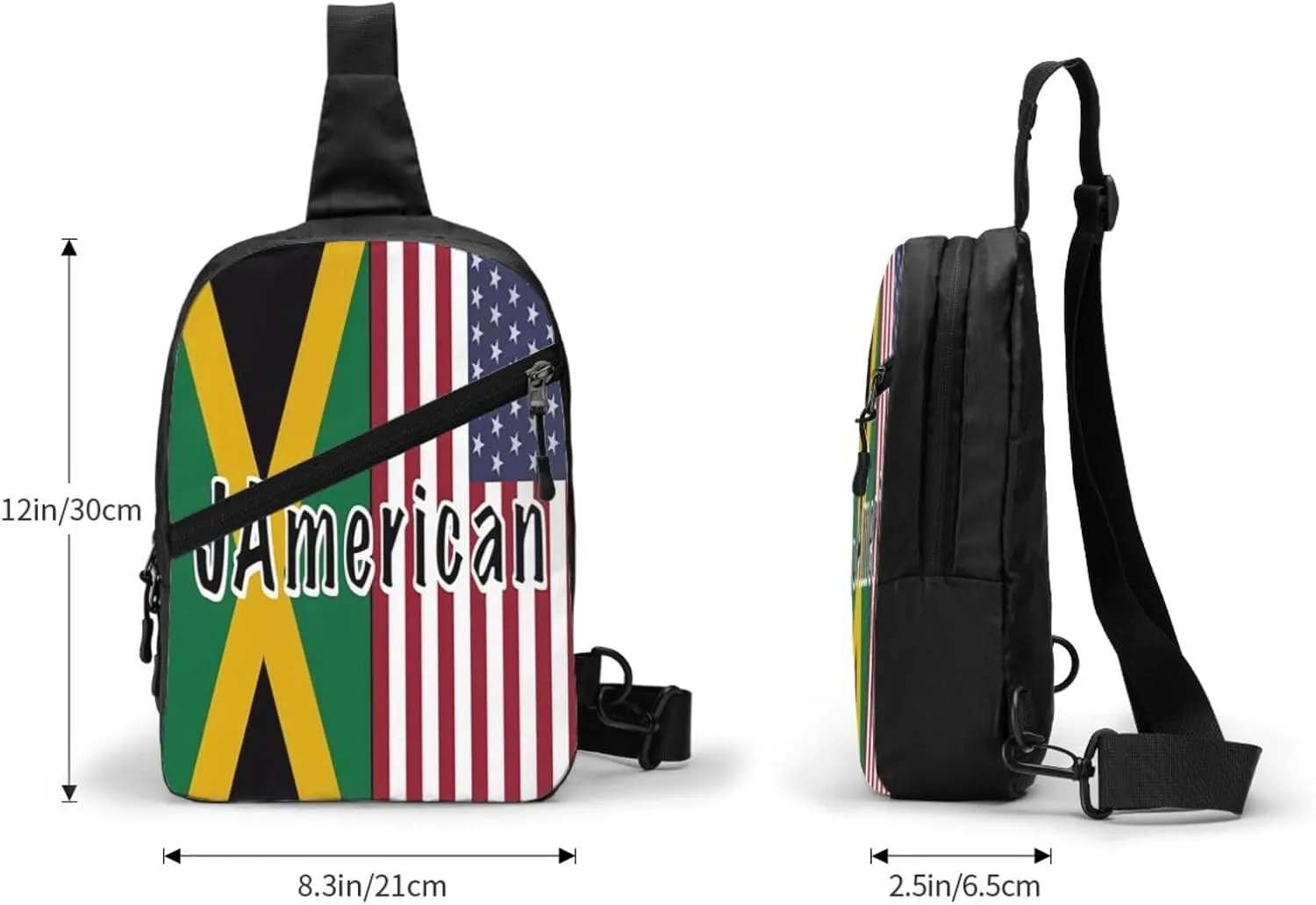 Jamaican Roots And American Flag Portable Crossbody Bag Foldable Sling Bags Sports Gym Chest Daypack Reusable Shoulder Backpack Casual Diagonally Rucksack Fanny Packs