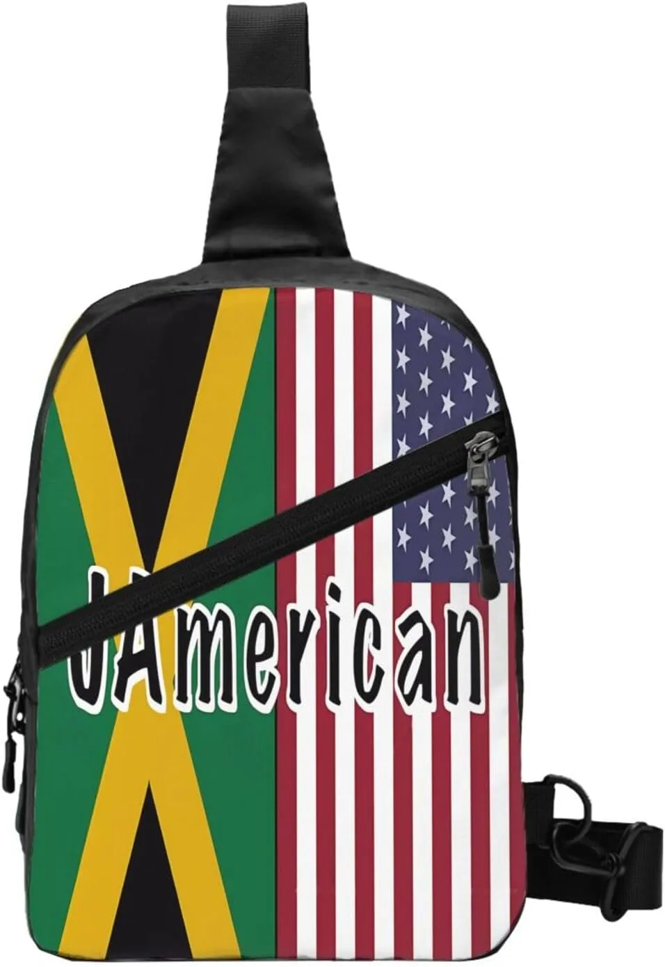 Jamaican Roots And American Flag Portable Crossbody Bag Foldable Sling Bags Sports Gym Chest Daypack Reusable Shoulder Backpack Casual Diagonally Rucksack Fanny Packs