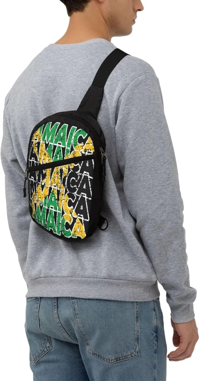 Jamaican Roots Jamaica Flag Portable Crossbody Bag Foldable Sling Bags Sports Gym Chest Daypack Reusable Shoulder Backpack Casual Diagonally Rucksack Fanny Packs