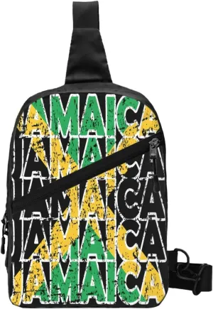 Jamaican Roots Jamaica Flag Portable Crossbody Bag Foldable Sling Bags Sports Gym Chest Daypack Reusable Shoulder Backpack Casual Diagonally Rucksack Fanny Packs