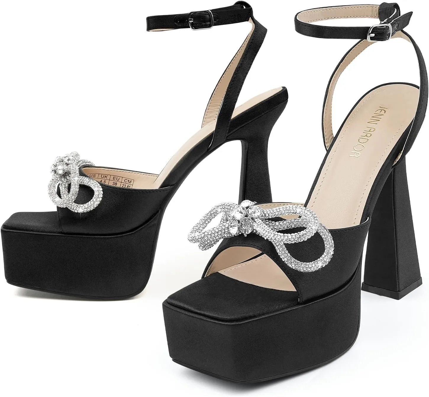 JENN ARDOR Women's Platform Heels Lace Up High Stroppy Sandals Butterfly Heeled Chunky Prom Shoes for Club Party Date (tie-up/buckle)