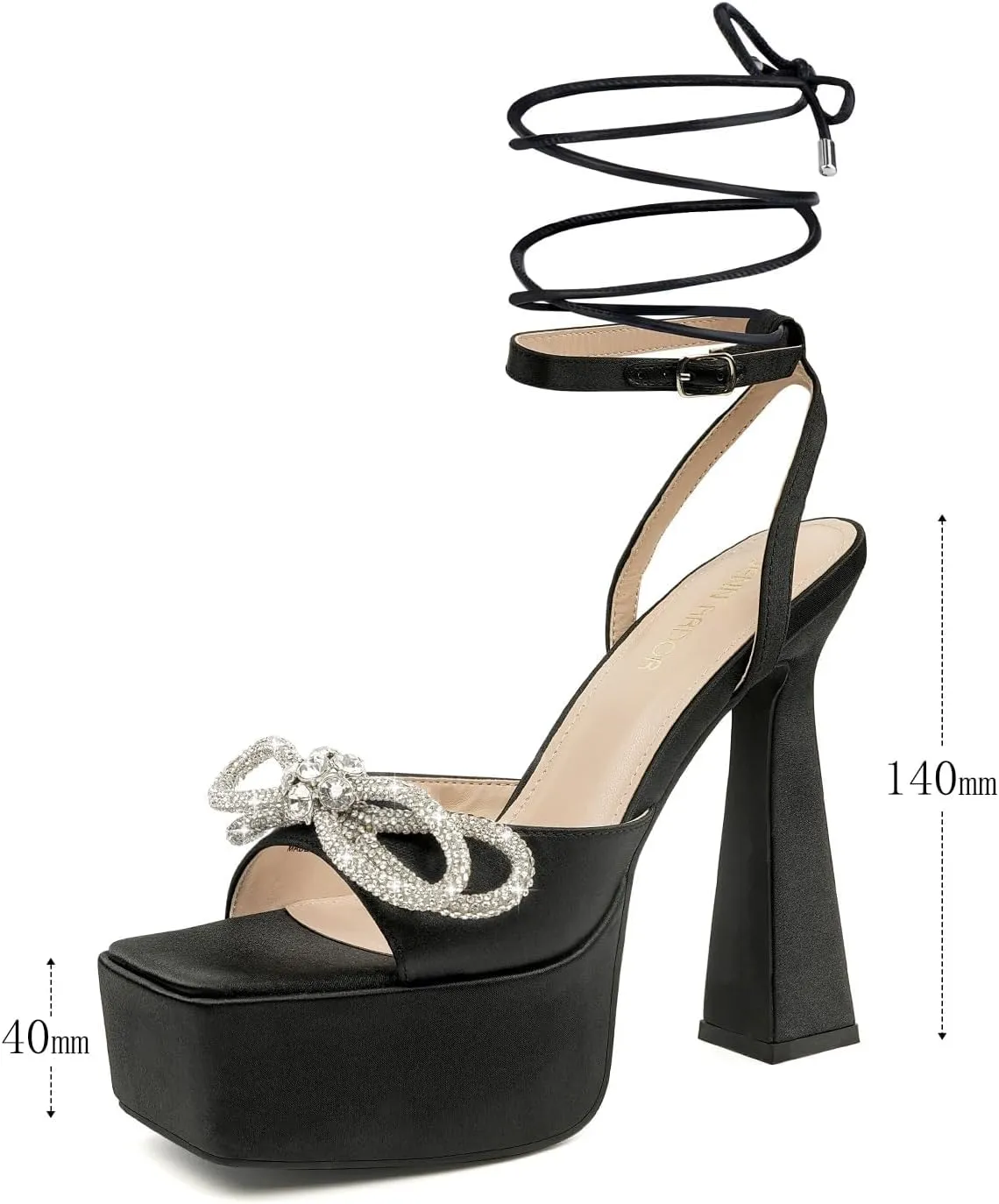 JENN ARDOR Women's Platform Heels Lace Up High Stroppy Sandals Butterfly Heeled Chunky Prom Shoes for Club Party Date (tie-up/buckle)
