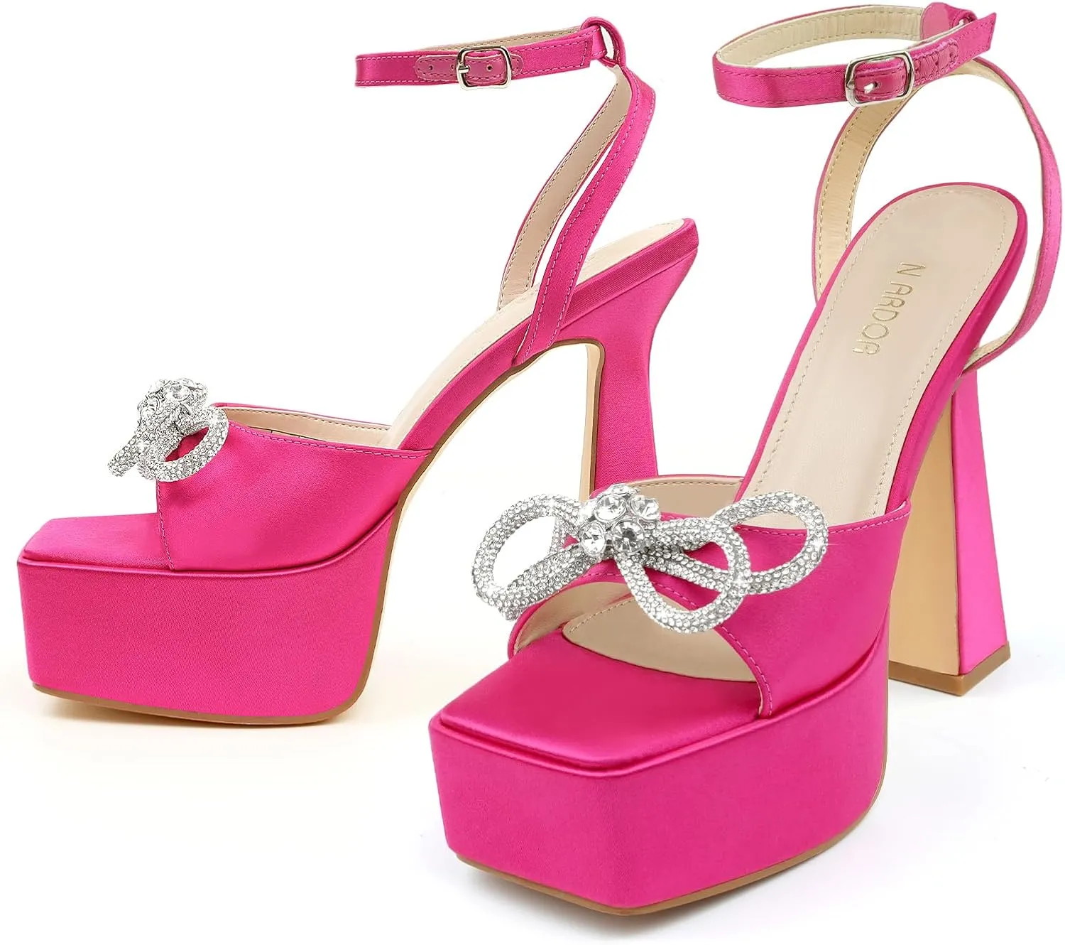 JENN ARDOR Women's Platform Heels Lace Up High Stroppy Sandals Butterfly Heeled Chunky Prom Shoes for Club Party Date (tie-up/buckle)