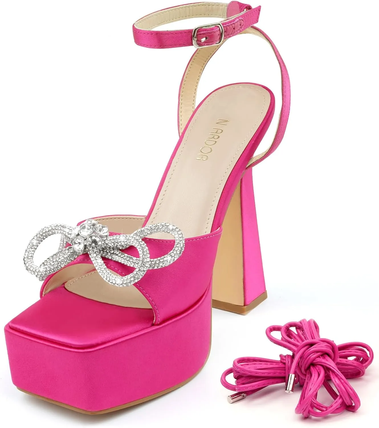 JENN ARDOR Women's Platform Heels Lace Up High Stroppy Sandals Butterfly Heeled Chunky Prom Shoes for Club Party Date (tie-up/buckle)