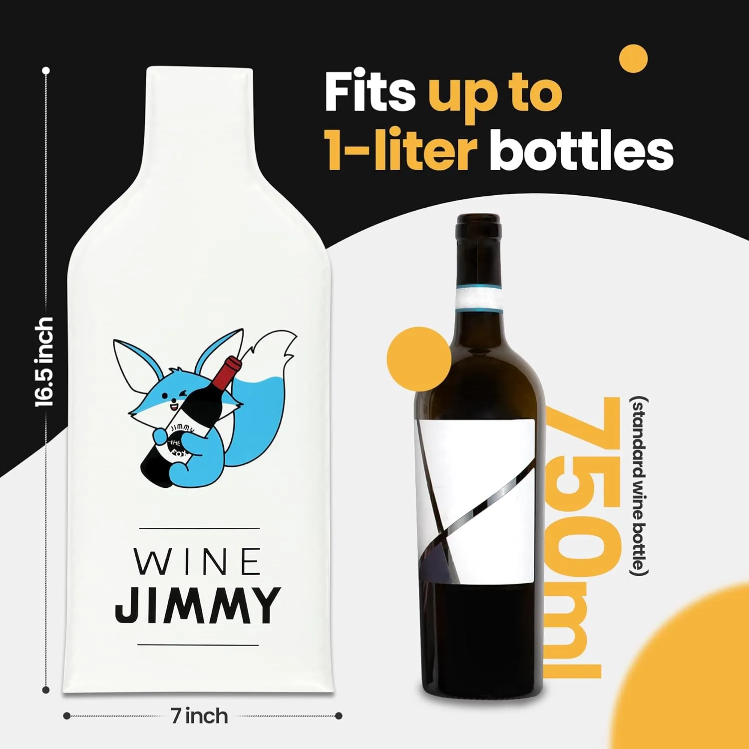 JIMMY THE FOX | Reusable Wine Bags for Travel | 3-Pack | Durable Triple-Layer Bottle Protector Sleeve | Leak-Proof & Impact-Resistant | Airplane & Cruise Luggage | Wine Lover Gifts - Wine Jimmy