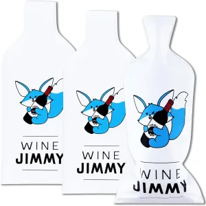 JIMMY THE FOX | Reusable Wine Bags for Travel | 3-Pack | Durable Triple-Layer Bottle Protector Sleeve | Leak-Proof & Impact-Resistant | Airplane & Cruise Luggage | Wine Lover Gifts - Wine Jimmy