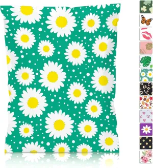 JinRuiKJ Poly Mailer 14.5x19 50 Pack - Shipping Bags for Clothing, Strong Thick and Self Adhesive Mailing Bags - Cute Packaging Bags for Small Business - Daisy