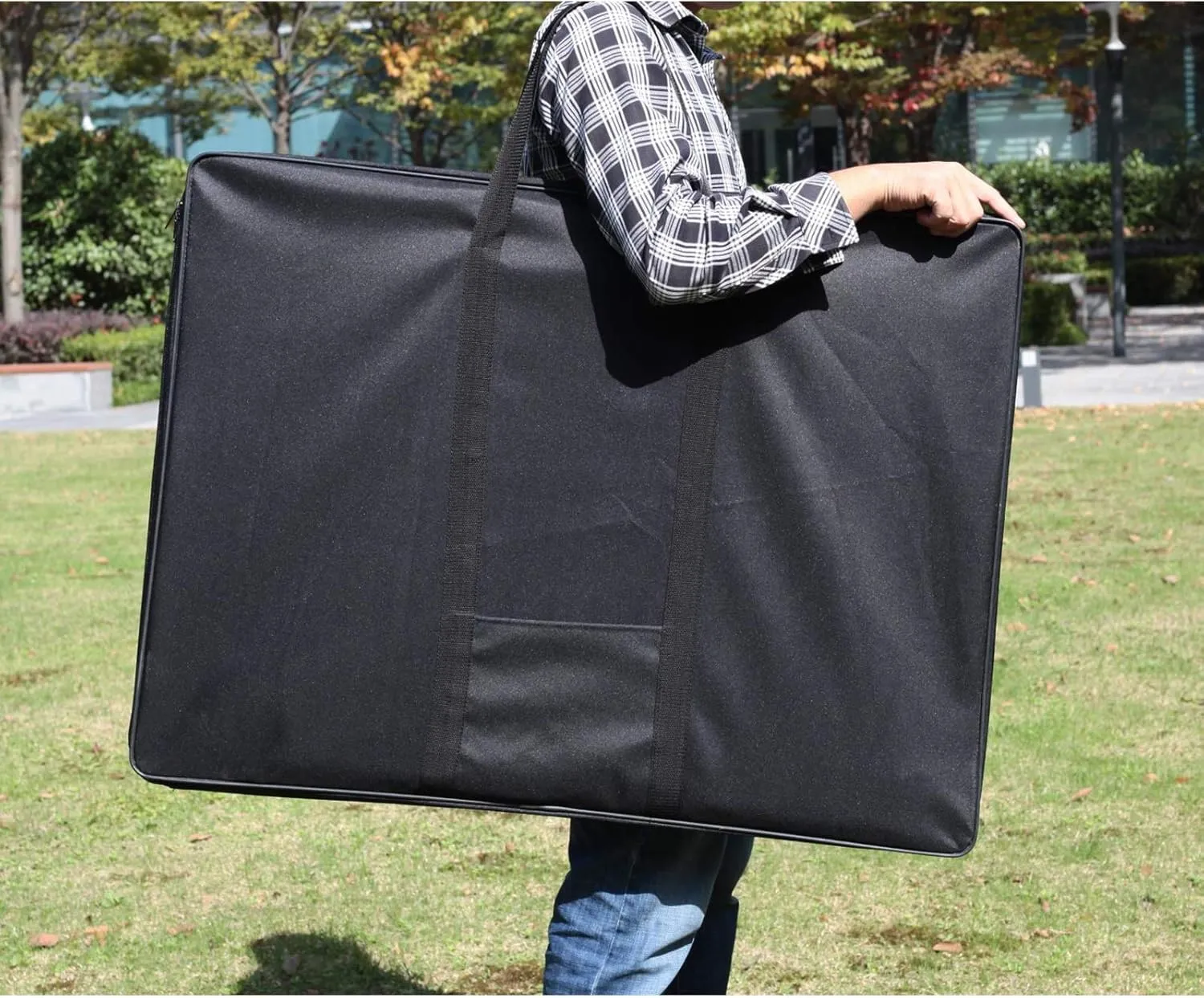 JJRING Art Portfolio Bag, Wired-Frame Nylon Portfolio Case, Large Storage Bag in 37 Inches by 28 Inches, Great Carrying Bag for Artworks, Posters, Drawings, Prints (Black)