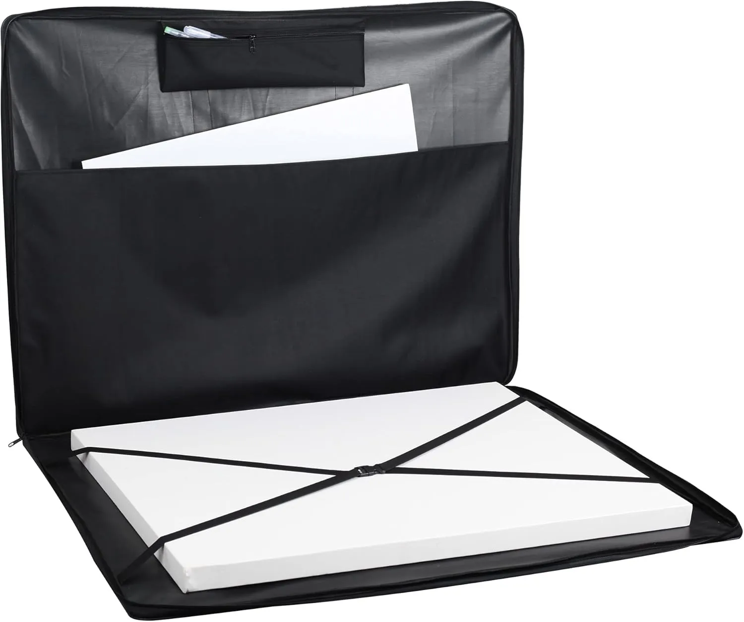 JJRING Art Portfolio Bag, Wired-Frame Nylon Portfolio Case, Large Storage Bag in 37 Inches by 28 Inches, Great Carrying Bag for Artworks, Posters, Drawings, Prints (Black)