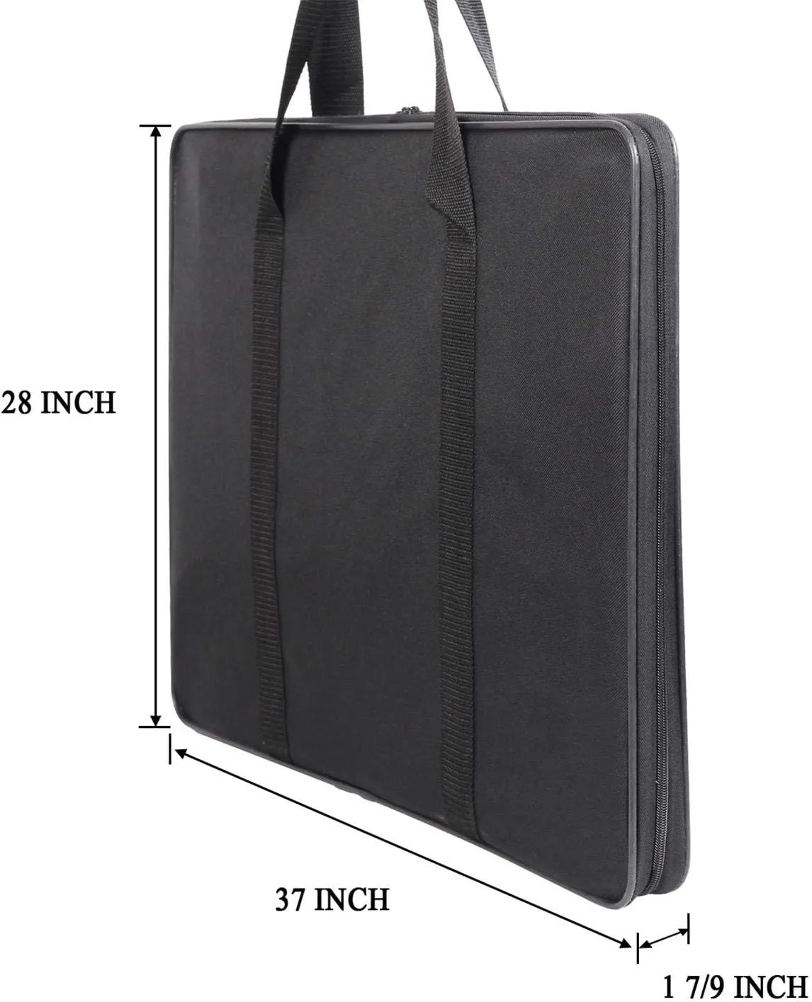 JJRING Art Portfolio Bag, Wired-Frame Nylon Portfolio Case, Large Storage Bag in 37 Inches by 28 Inches, Great Carrying Bag for Artworks, Posters, Drawings, Prints (Black)