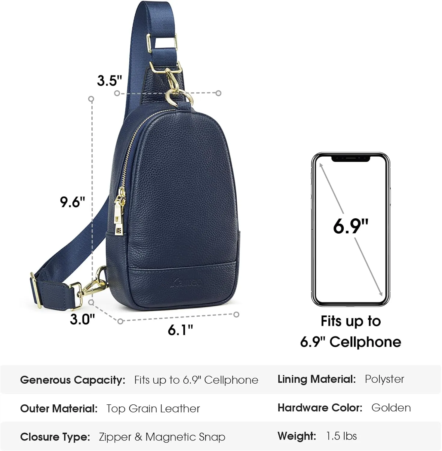 Kattee Sling Bag for Women, Leather Fanny Packs for Women, Small Crossbody Chest Bag with RFID Blocking