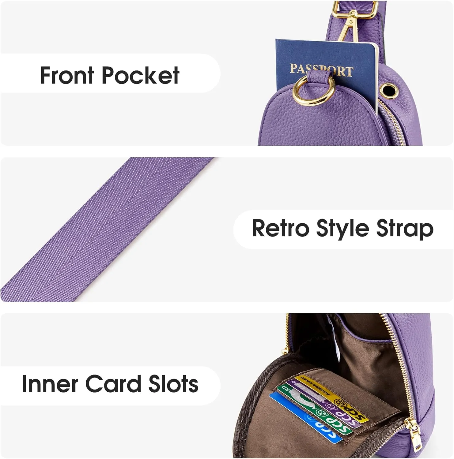 Kattee Sling Bag for Women, Leather Fanny Packs for Women, Small Crossbody Chest Bag with RFID Blocking
