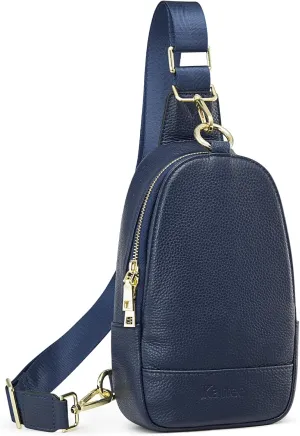 Kattee Sling Bag for Women, Leather Fanny Packs for Women, Small Crossbody Chest Bag with RFID Blocking