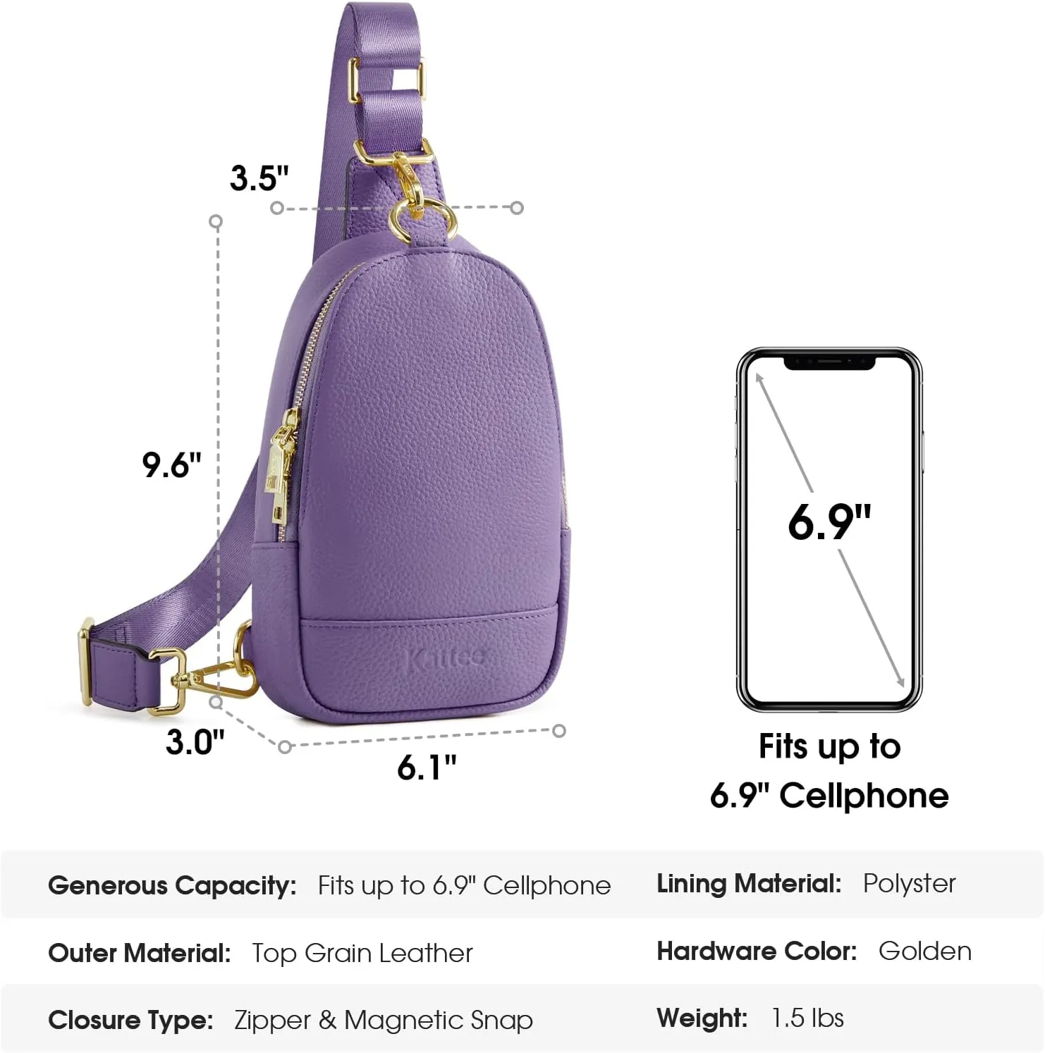 Kattee Sling Bag for Women, Leather Fanny Packs for Women, Small Crossbody Chest Bag with RFID Blocking