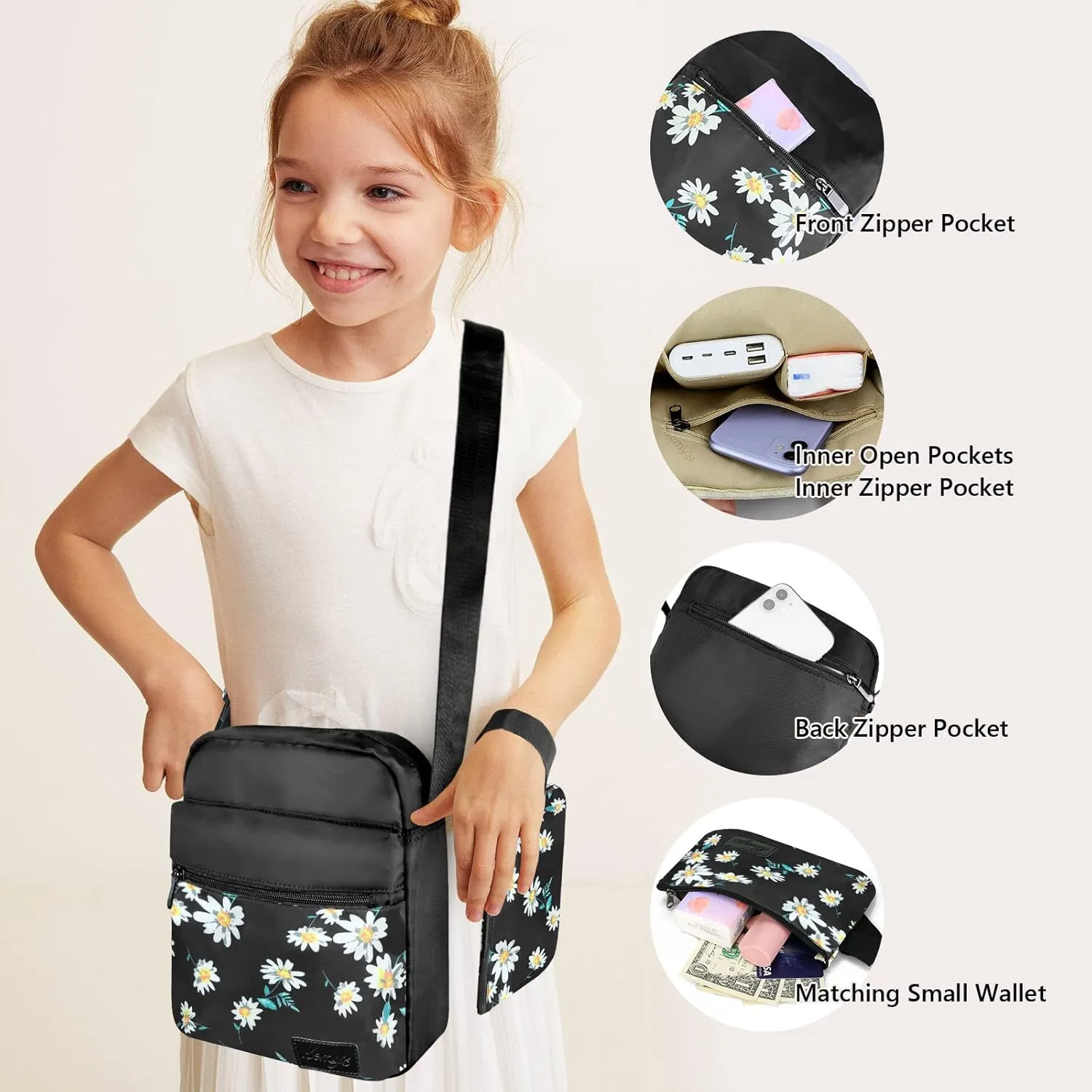 Kemy's Small Canvas Crossbody Bag for Teen Girls, Lightweight Messenger Shoulder Bags Cross Body Purse for Girls and Women