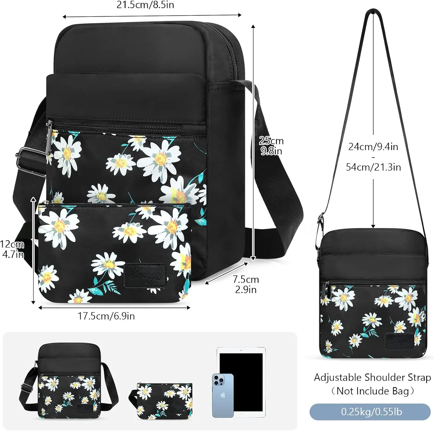 Kemy's Small Canvas Crossbody Bag for Teen Girls, Lightweight Messenger Shoulder Bags Cross Body Purse for Girls and Women