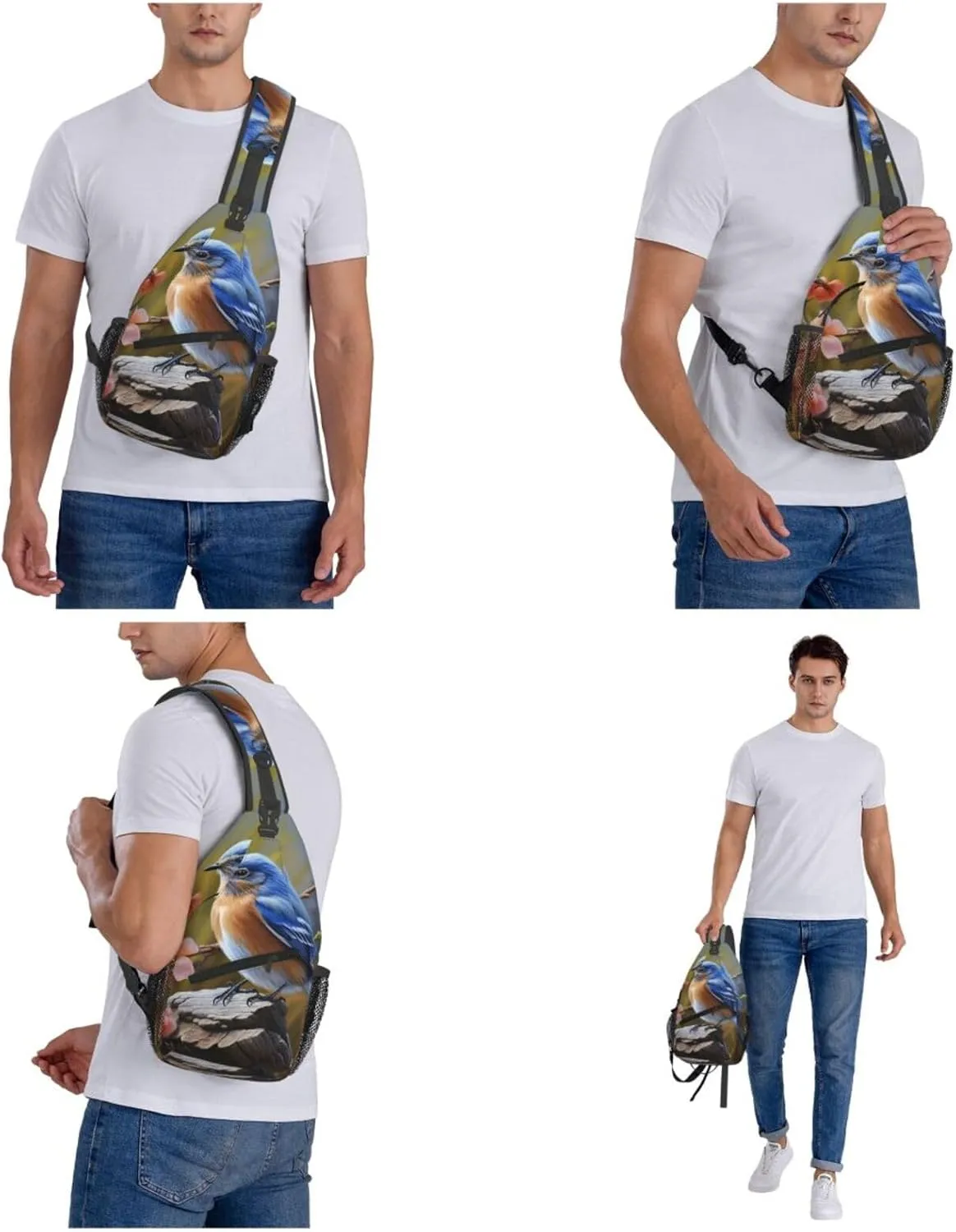 KHiry Sling Bag for Women Men Crossbody Bag Small Sling Backpack Opossum and Roses Chest Bag Hiking Daypack