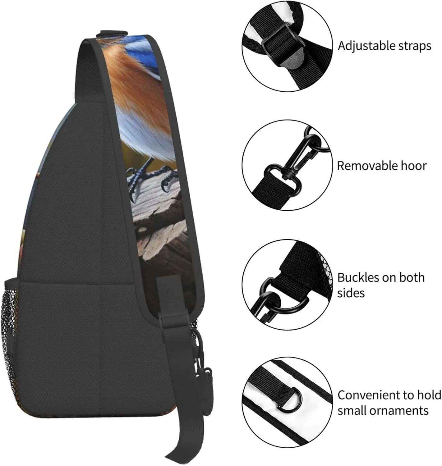 KHiry Sling Bag for Women Men Crossbody Bag Small Sling Backpack Opossum and Roses Chest Bag Hiking Daypack