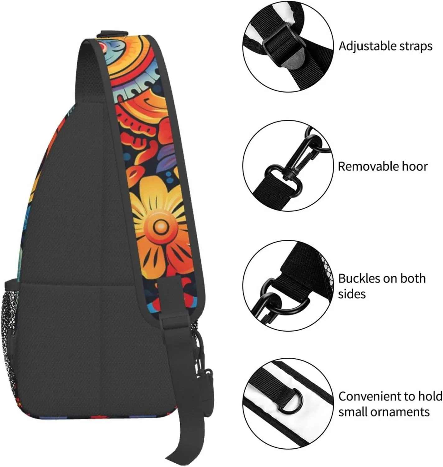KHiry Sling Bag for Women Men Crossbody Bag Small Sling Backpack Snowy Owl Eyes Chest Bag Hiking Daypack