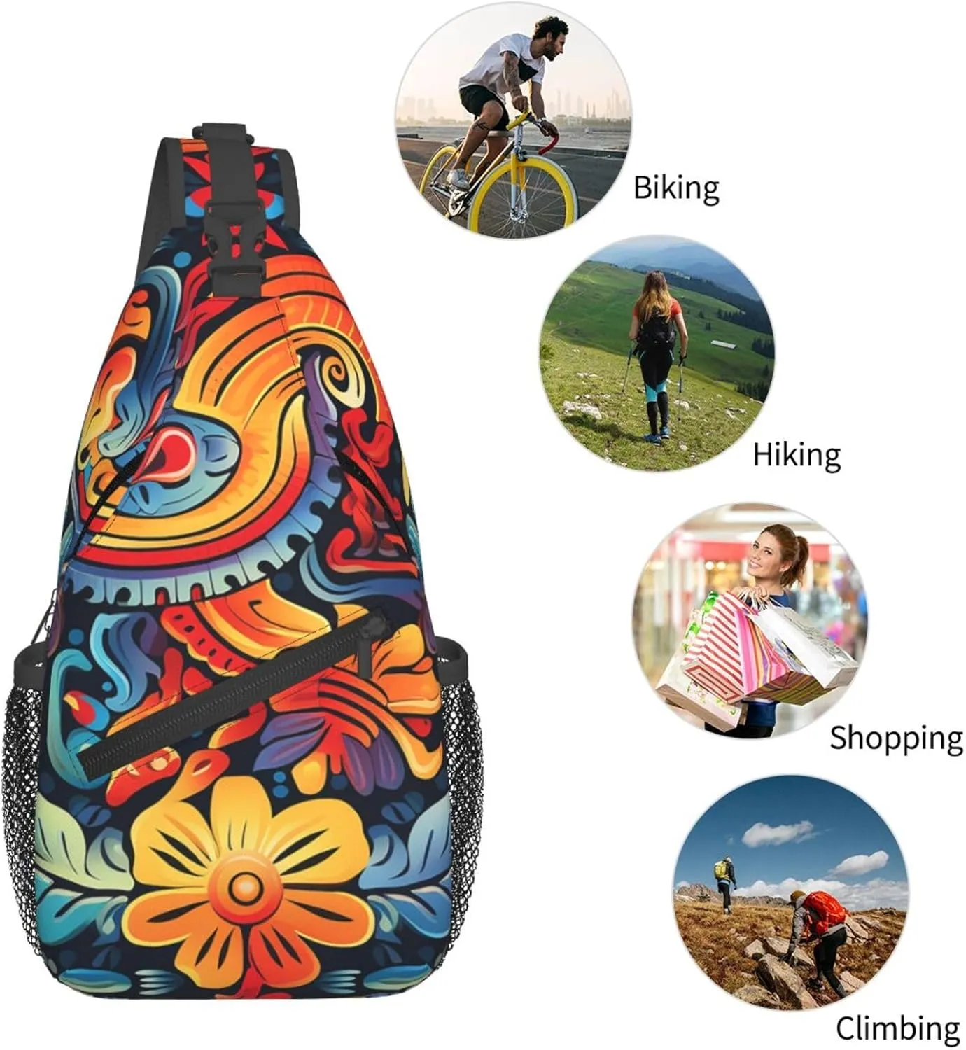 KHiry Sling Bag for Women Men Crossbody Bag Small Sling Backpack Snowy Owl Eyes Chest Bag Hiking Daypack