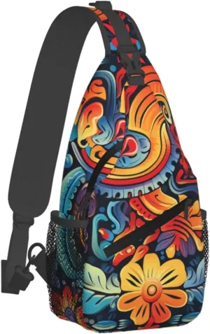 KHiry Sling Bag for Women Men Crossbody Bag Small Sling Backpack Snowy Owl Eyes Chest Bag Hiking Daypack