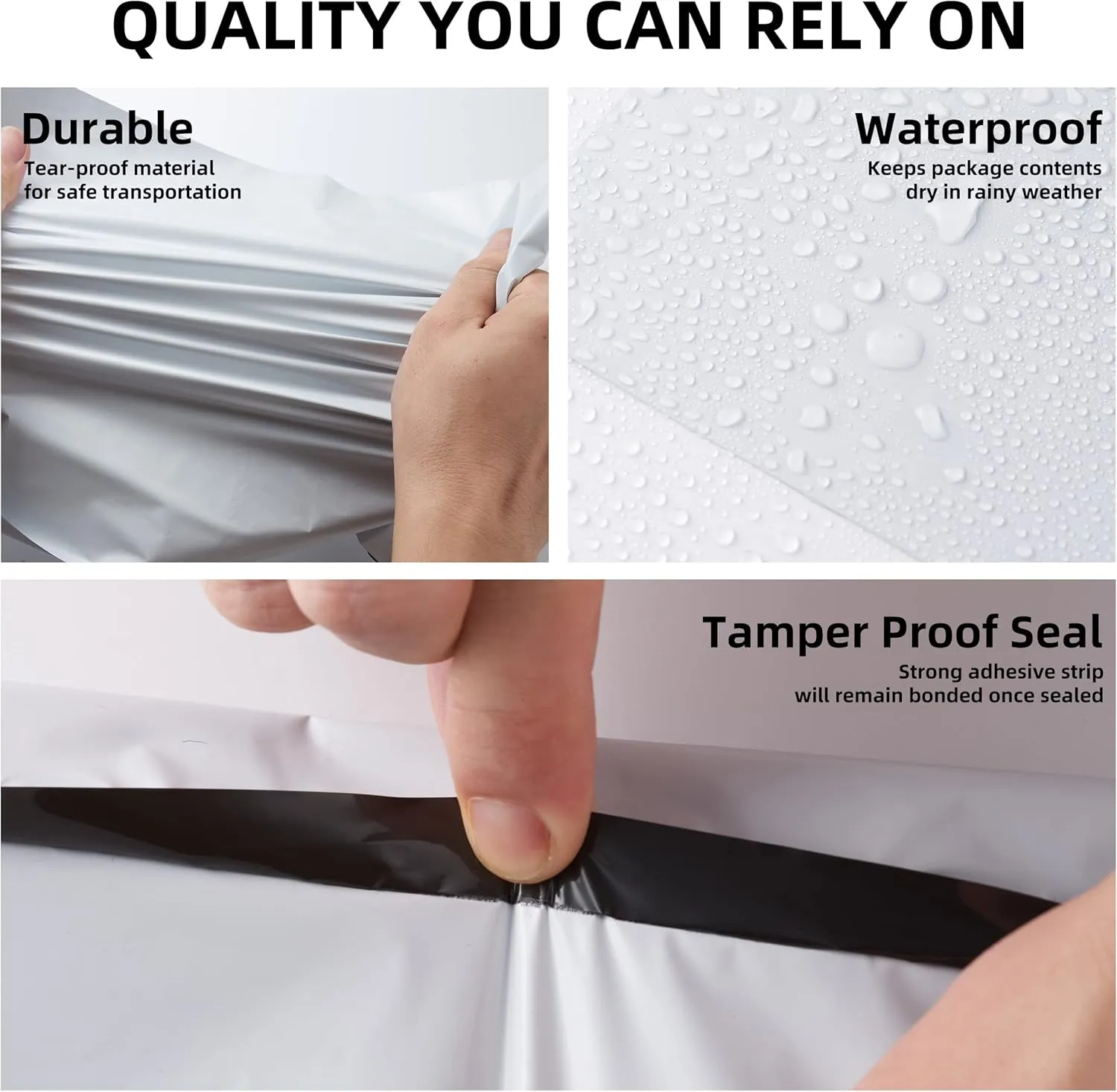 KKBESTPACK Poly Mailers Shipping Envelope Self Sealing Bags (12x15.5 100pc) (PM100), White