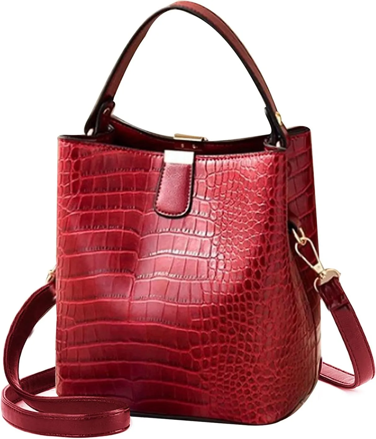 LABANCA Women Retro Alligator Bucket Bags Crocodile Pattern Designer Shoulder Bag Ladies PU Purse Crossbody Wallet Bag