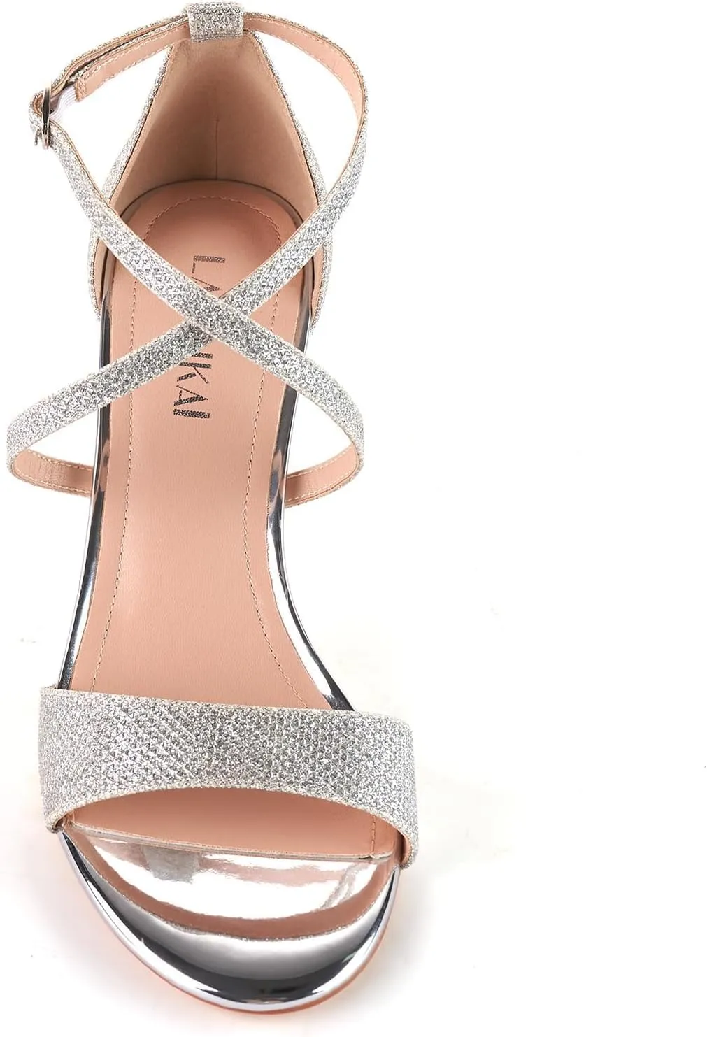 LALA IKAI Women’s Ankle Strap Heels Chunky Block Rhinestone Sandals 3 Inch Open Toe Heels Party Wedding Prom Shoes