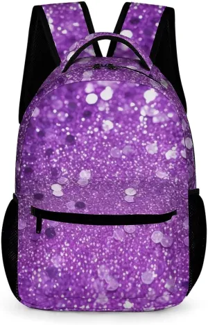 Laptop Backpack for Travel Daypack Computer Bag Work Sparkling Purple Glitter Back Pack Nurse Bag for Hiking