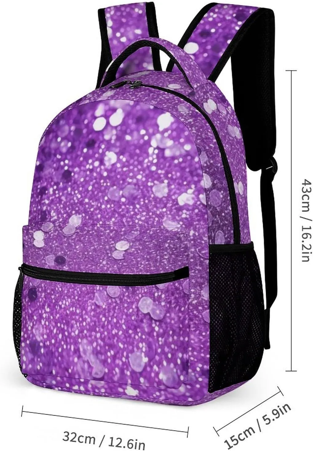 Laptop Backpack for Travel Daypack Computer Bag Work Sparkling Purple Glitter Back Pack Nurse Bag for Hiking
