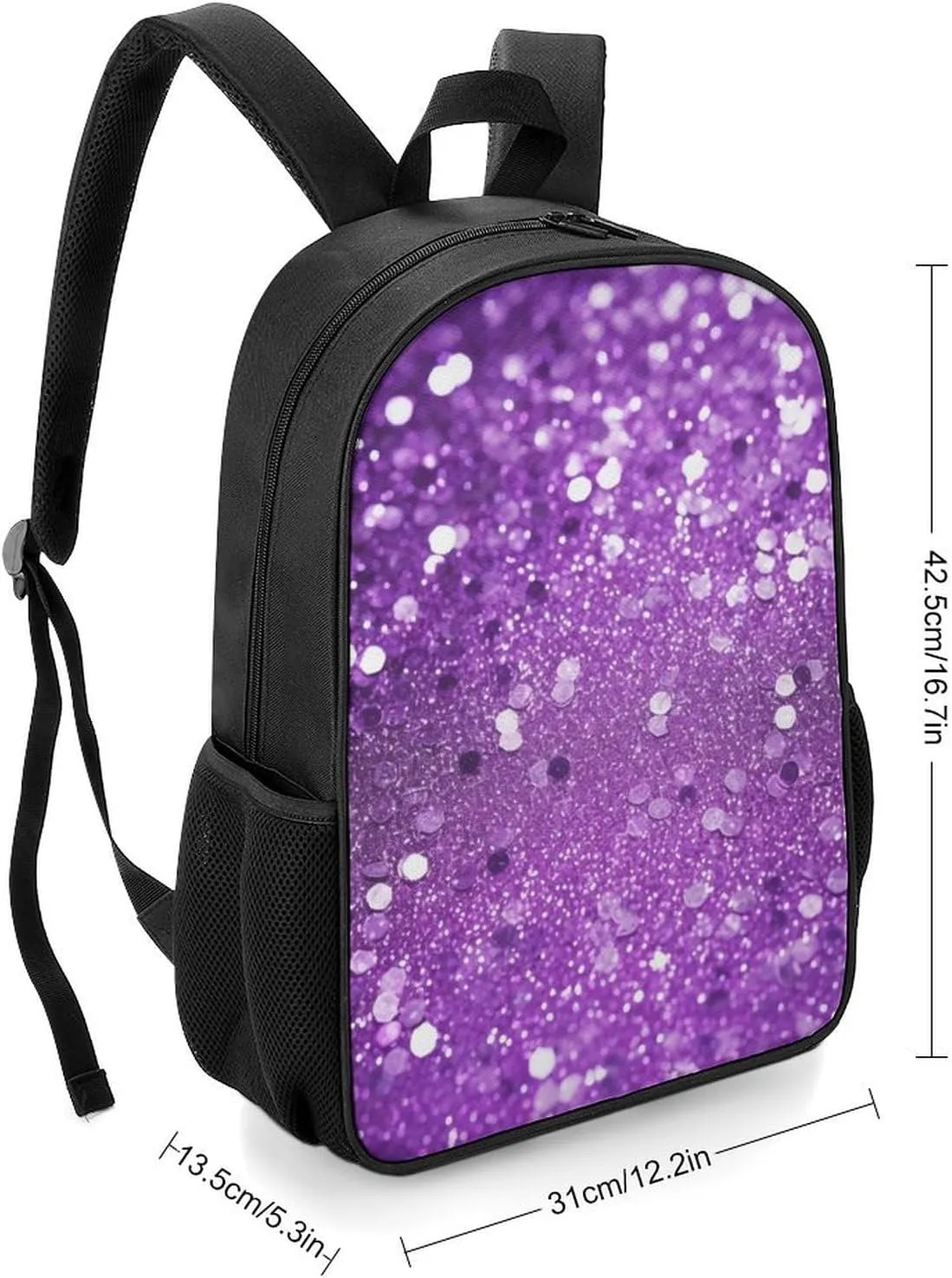 Laptop Backpack for Travel Daypack Sparkling Purple Glitter Computer Bag Work Back Pack Laptop Bag Casual Nurse Bag