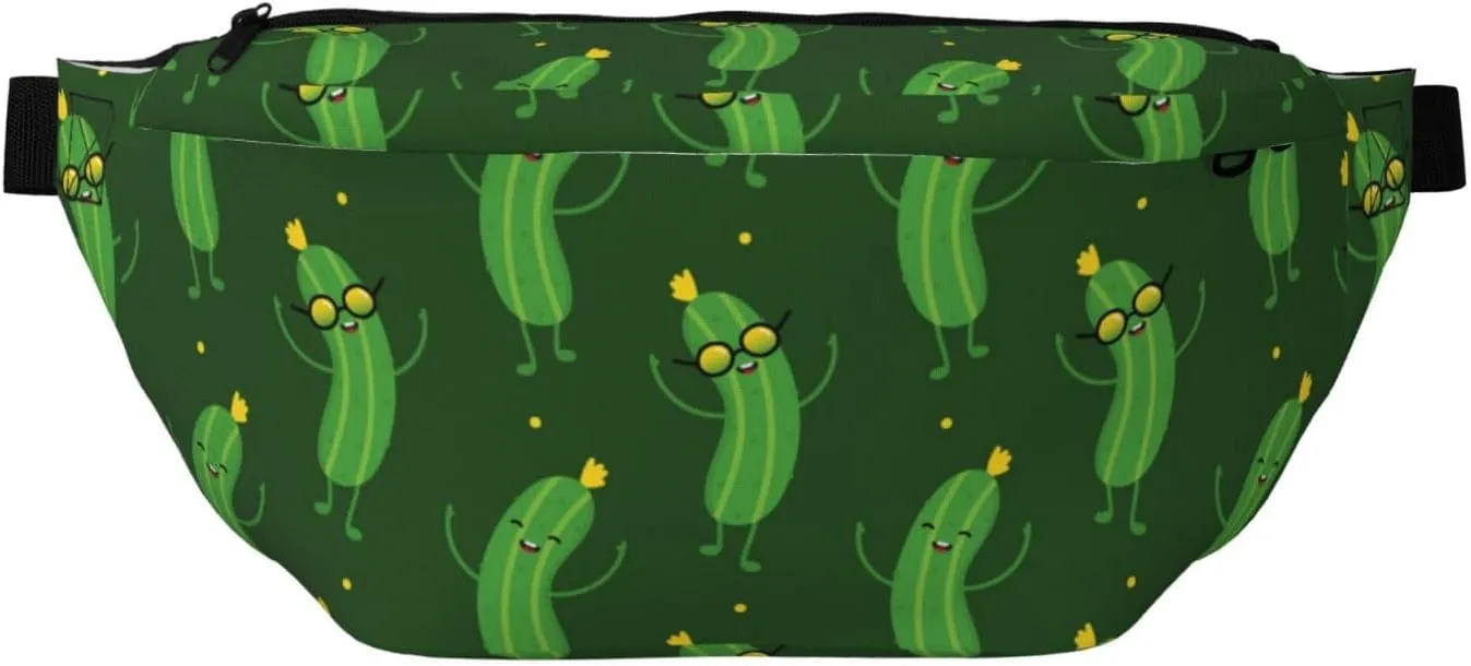 Large Fanny Packs for Women Men Cross Body - Cucumber Pattern cute Travel Crossbody Bags for Women Trendy, Belt Bag for Women Men Crossbody, Waist Bag for Women With Adjustable Strap