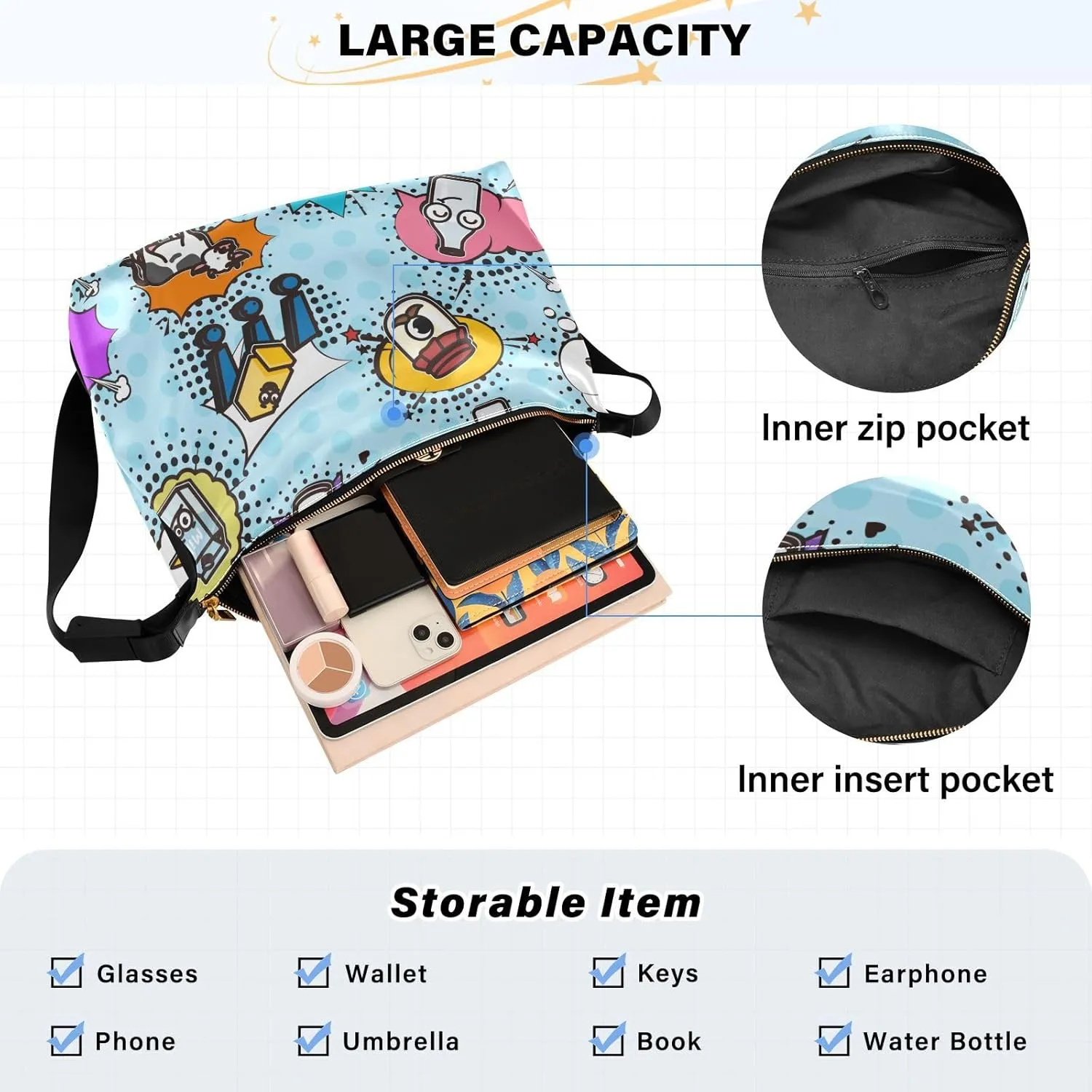 Leather Crossbody Bags for Women Crossbody Purse with Guitar Strap Zipped Pockets Handbag Shoulder Bag Multicolor 1