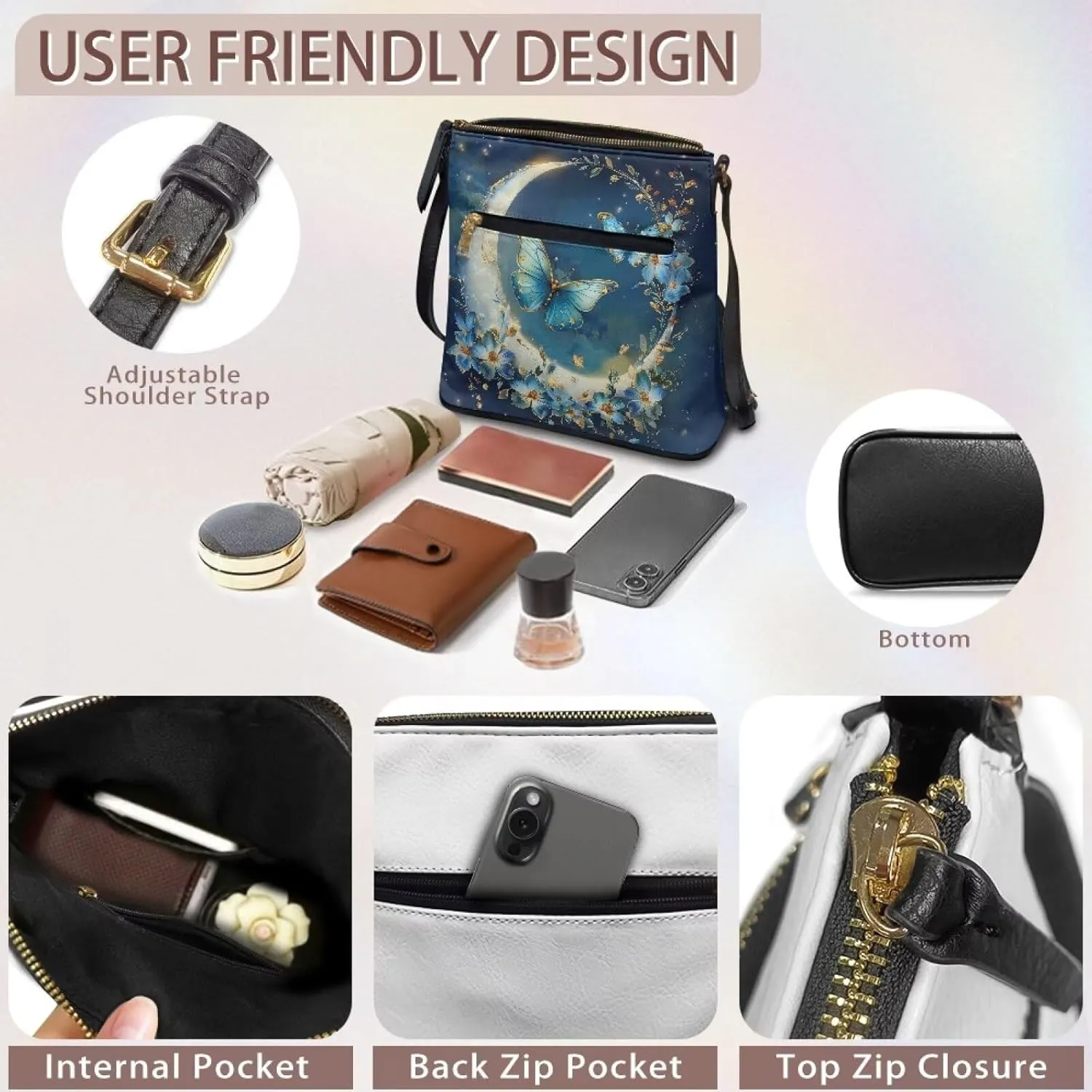 Leather Crossbody Bags for Women Fashion Shoulder Bag Casual Hobo Purses for Women Handbags