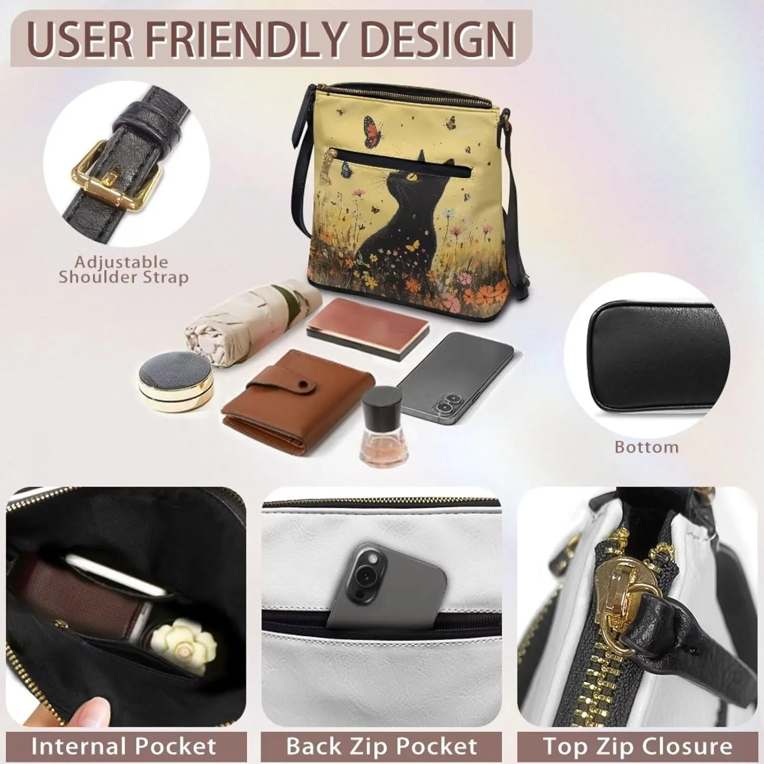 Leather Crossbody Bags for Women Fashion Shoulder Bag Casual Hobo Purses for Women Handbags