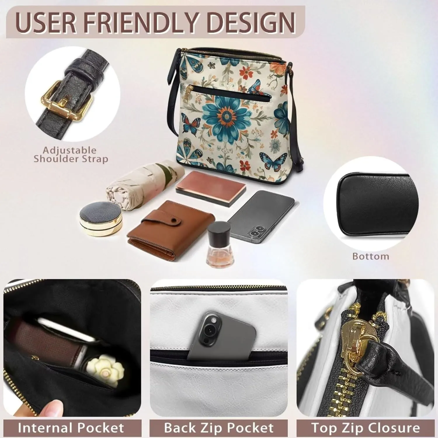 Leather Crossbody Bags for Women Fashion Shoulder Bag Casual Hobo Purses for Women Handbags