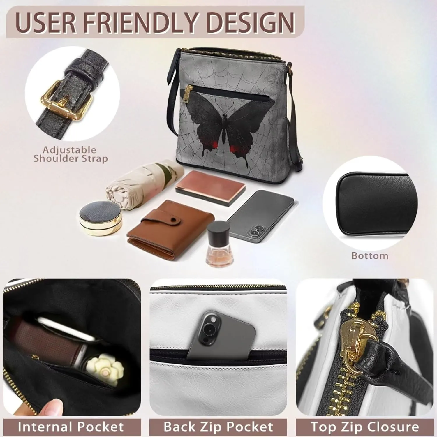 Leather Crossbody Bags for Women Fashion Shoulder Bag Casual Hobo Purses for Women Handbags