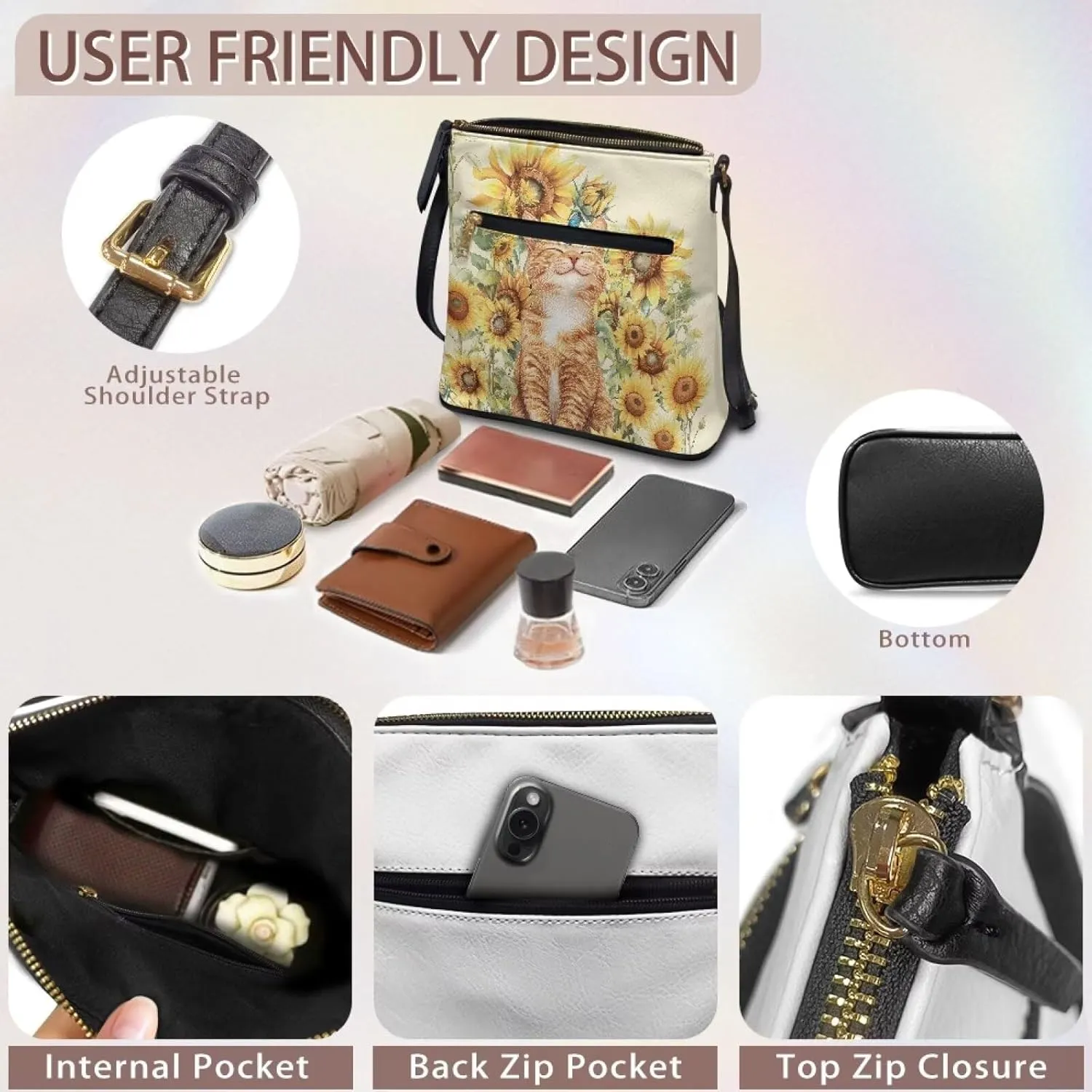 Leather Crossbody Bags for Women Fashion Shoulder Bag Casual Hobo Purses for Women Handbags