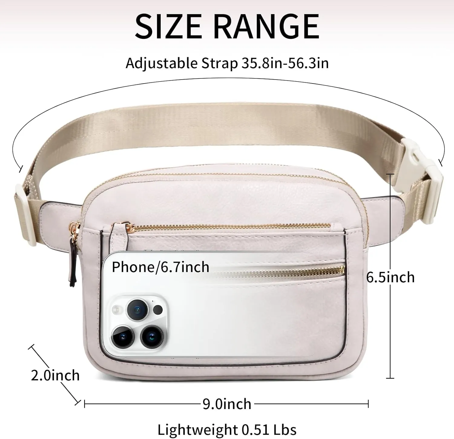 Leather Fanny Pack for Women Men Belt Bag with Multi-function Pocket, Crossbody Fanny Packs for Women Fashion Waist Packs with Adjustable Straps Cross Body Bag Travel Chest Bag
