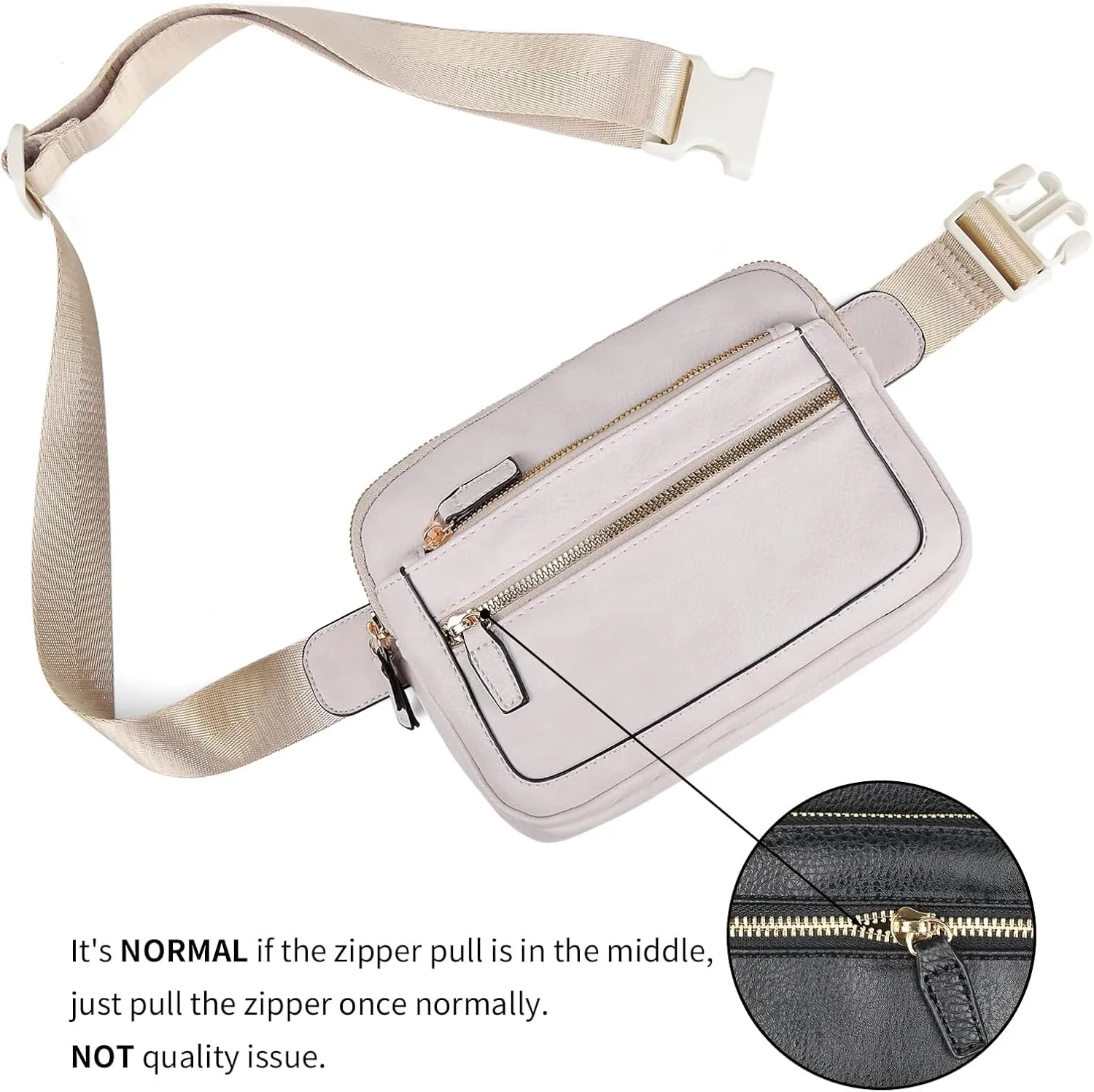 Leather Fanny Pack for Women Men Belt Bag with Multi-function Pocket, Crossbody Fanny Packs for Women Fashion Waist Packs with Adjustable Straps Cross Body Bag Travel Chest Bag