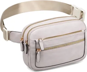 Leather Fanny Pack for Women Men Belt Bag with Multi-function Pocket, Crossbody Fanny Packs for Women Fashion Waist Packs with Adjustable Straps Cross Body Bag Travel Chest Bag