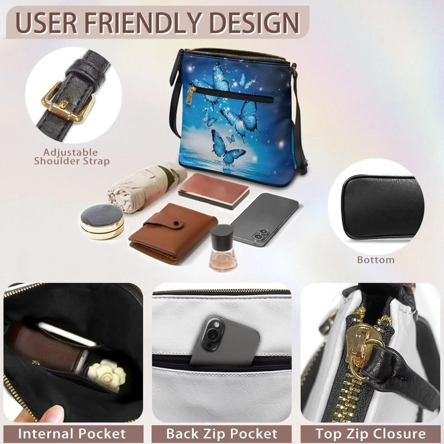 Leather Shoulder Bag for Women Casual Crossbody Bags for Women Handbags Hobo Purses for Shopping